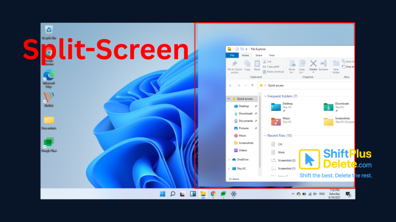 snap windows to sides shortcut